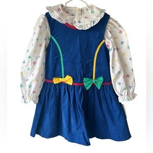 Vintage JCPenney’s Girls’ Primary Colors Jumper Dress & Shirt Size 5 NWT